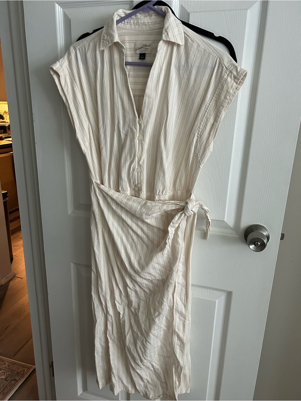 a new day Cream Cross over  Wrap Midi Dress